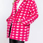 Active Usa - Double Breasted Check Print Boucle Fleece Coat