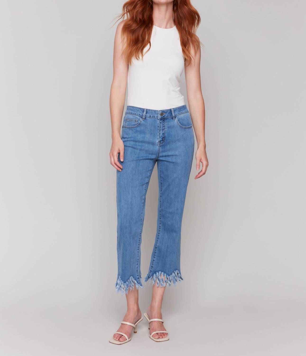 Charlie B - Fringed Hem Cropped Jeans