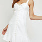Olivaceous - Button-Up Flare Dress features a ruffled hem and sweetheart bust