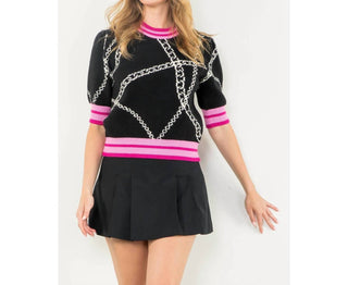 Thml - Tila Print Short Sleeve Sweater