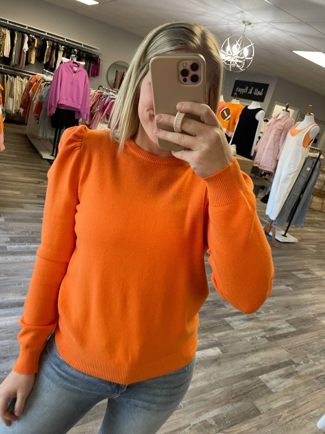 &Merci - Puff Sleeve Crew Neck Sweater