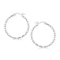 Sterling Silver Faceted Motif Hoop Earrings with Rhodium Plating