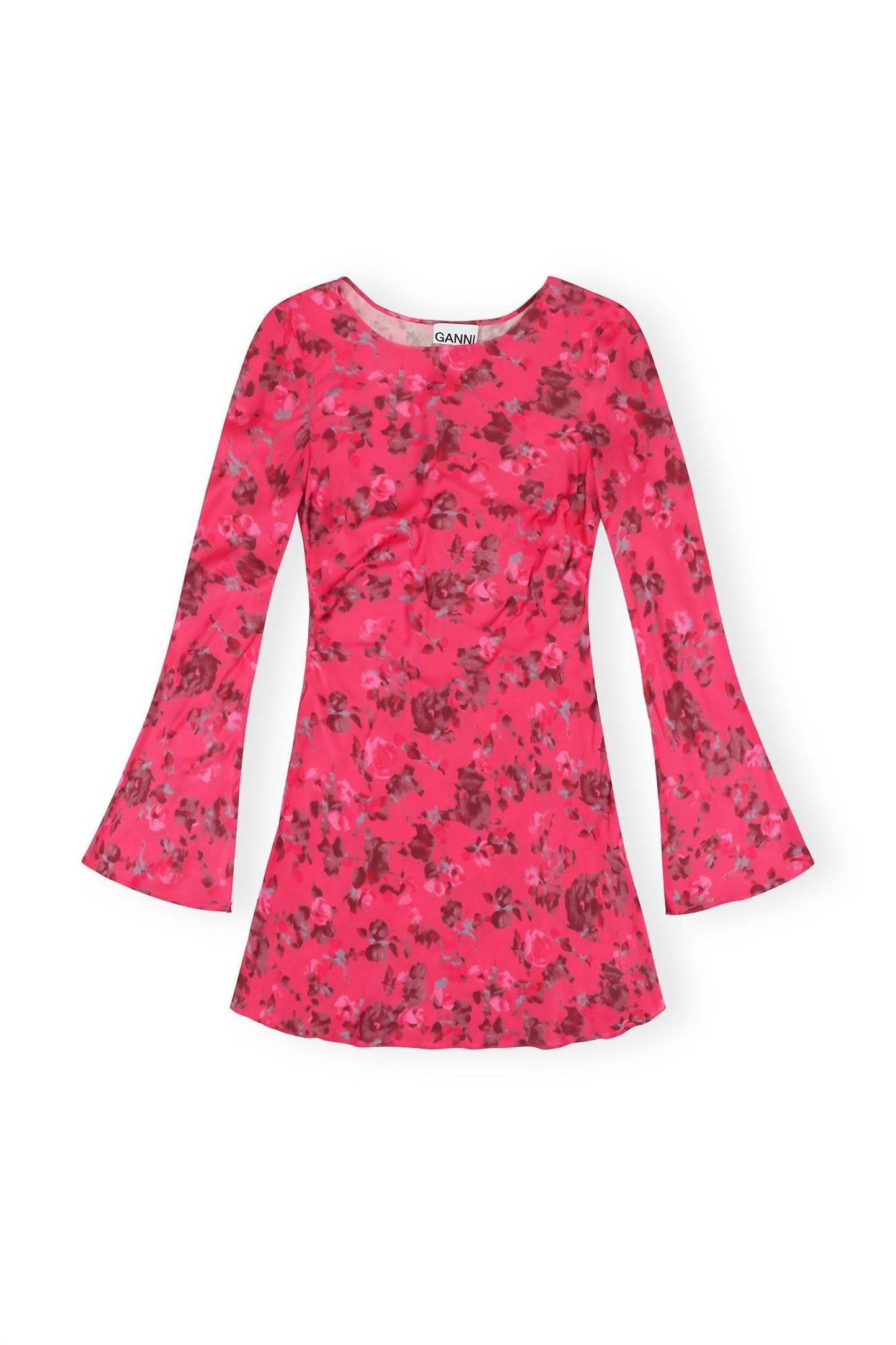 Ganni - Printed Satin Mini Dress