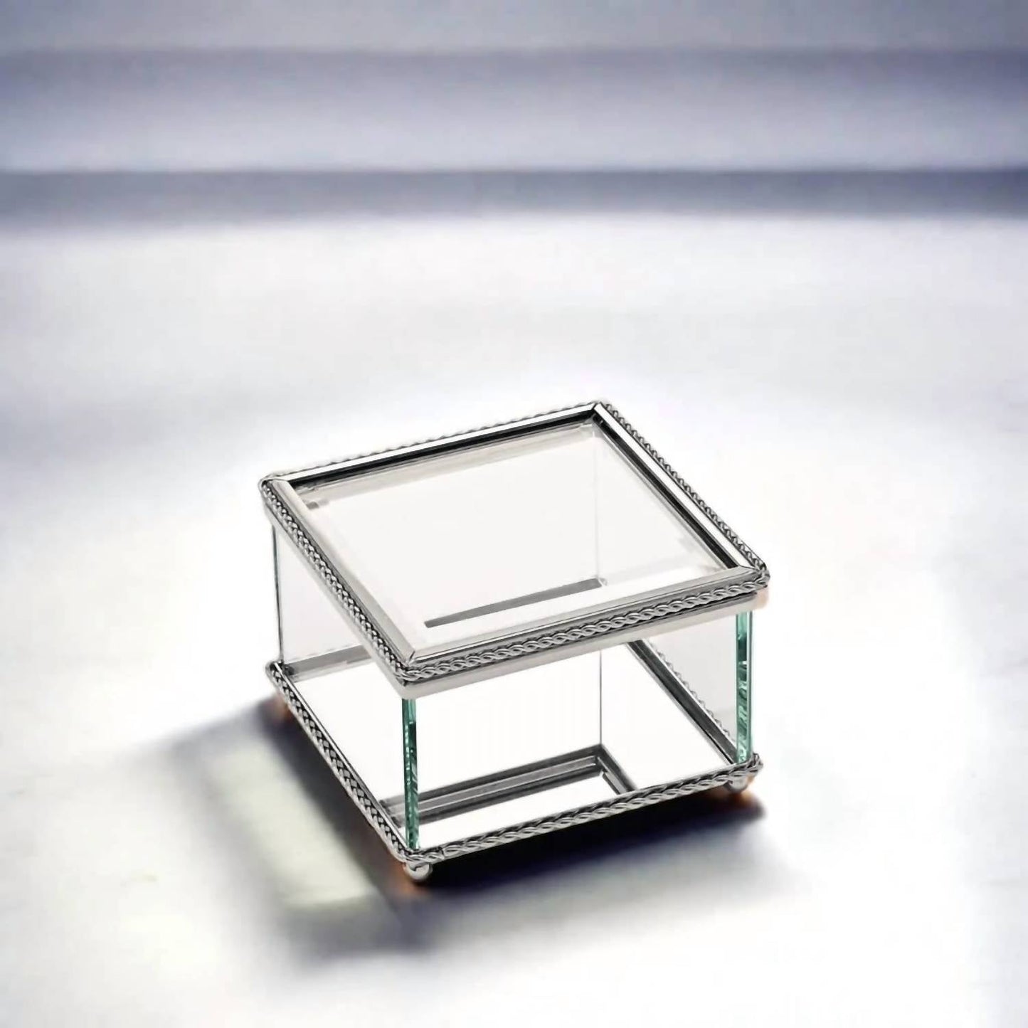 Creative Gifts International - Square Glass Box with Hinged Cover - 3.75"