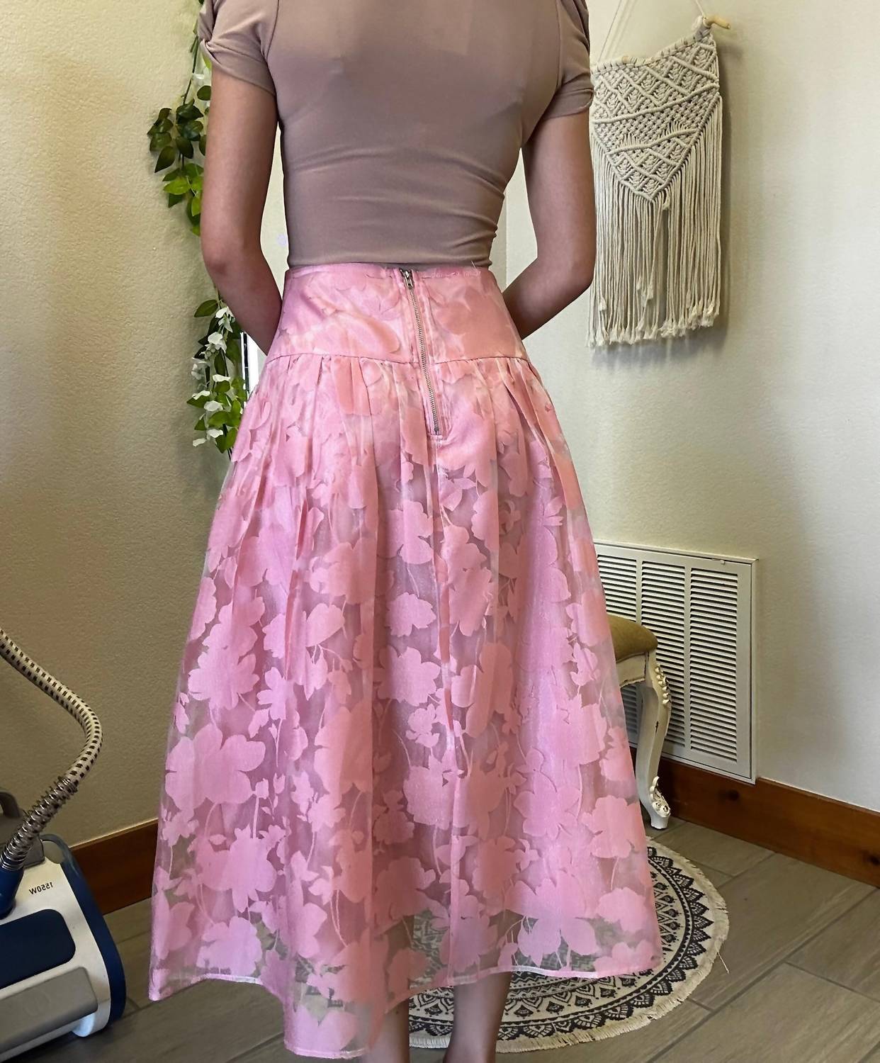Blu Pepper - Floral Organza Midi Skirt