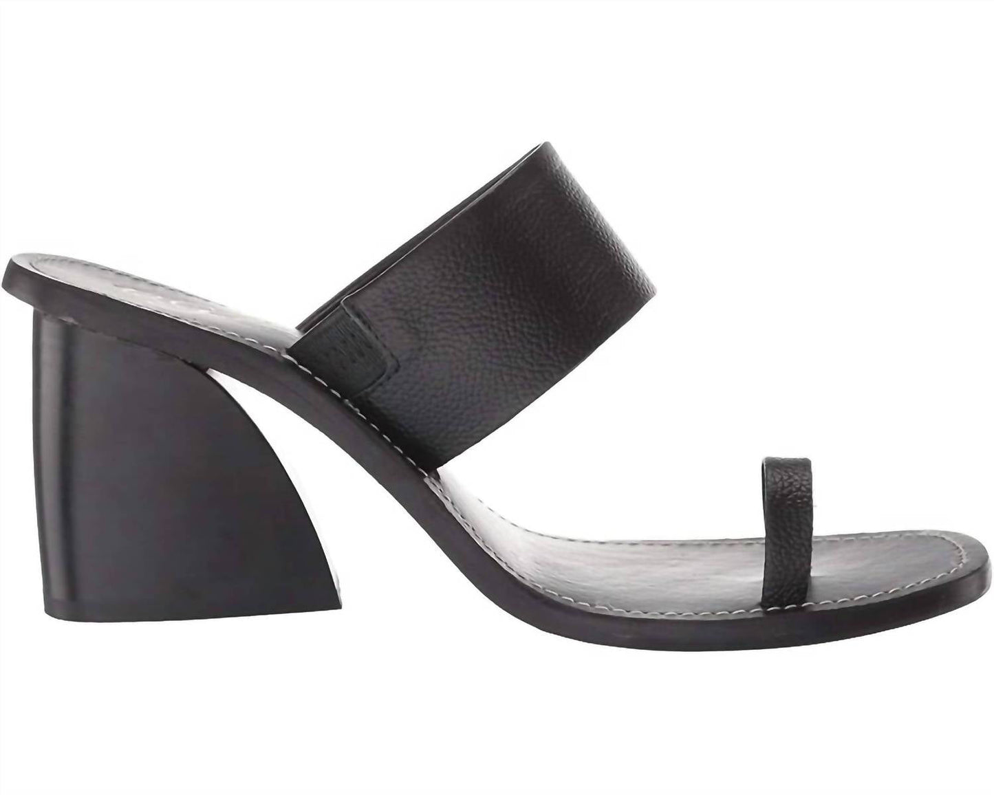42 Gold - Eedie Single Toe Wide Strap Leather Heels