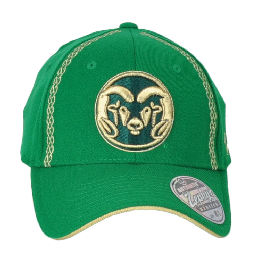 NCAA Zephyr Colorado State Rams Green Flex Fit Stretch Extra Hat Cap