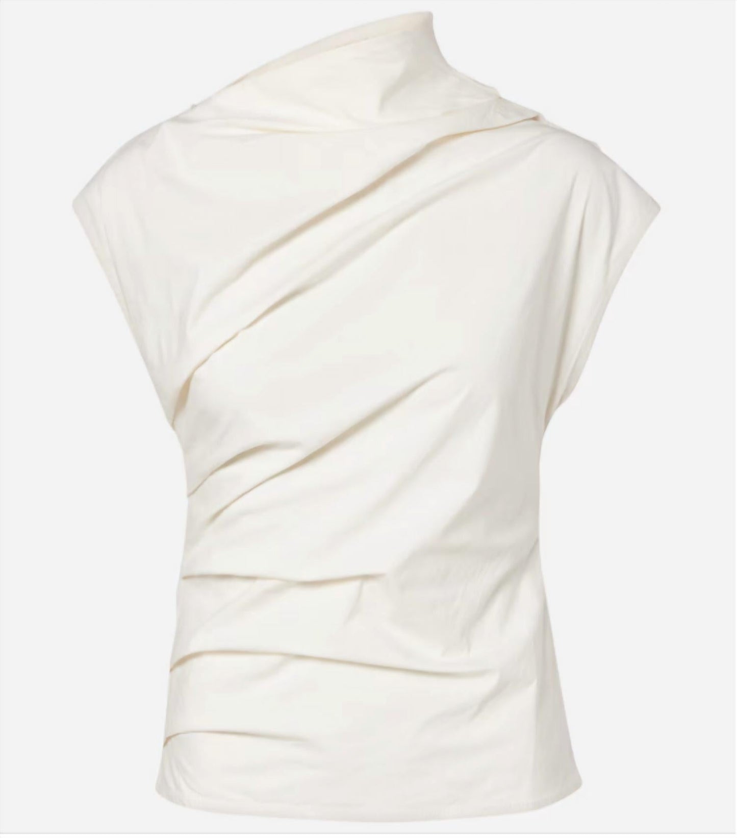 Ganni - Stretch Cotton Ruched Top