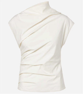 Ganni - Stretch Cotton Ruched Top