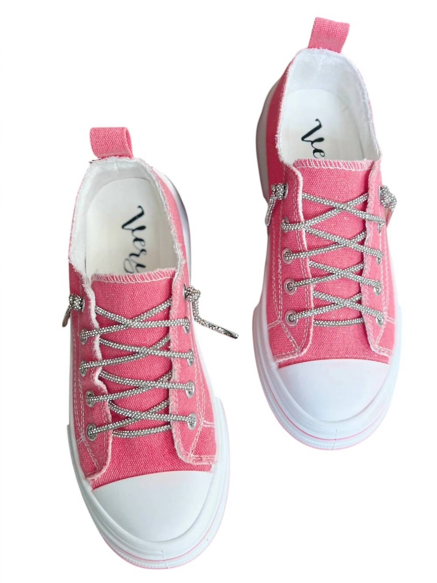 Very G - Women's Slip-on Sneakers With Sparkle Laces