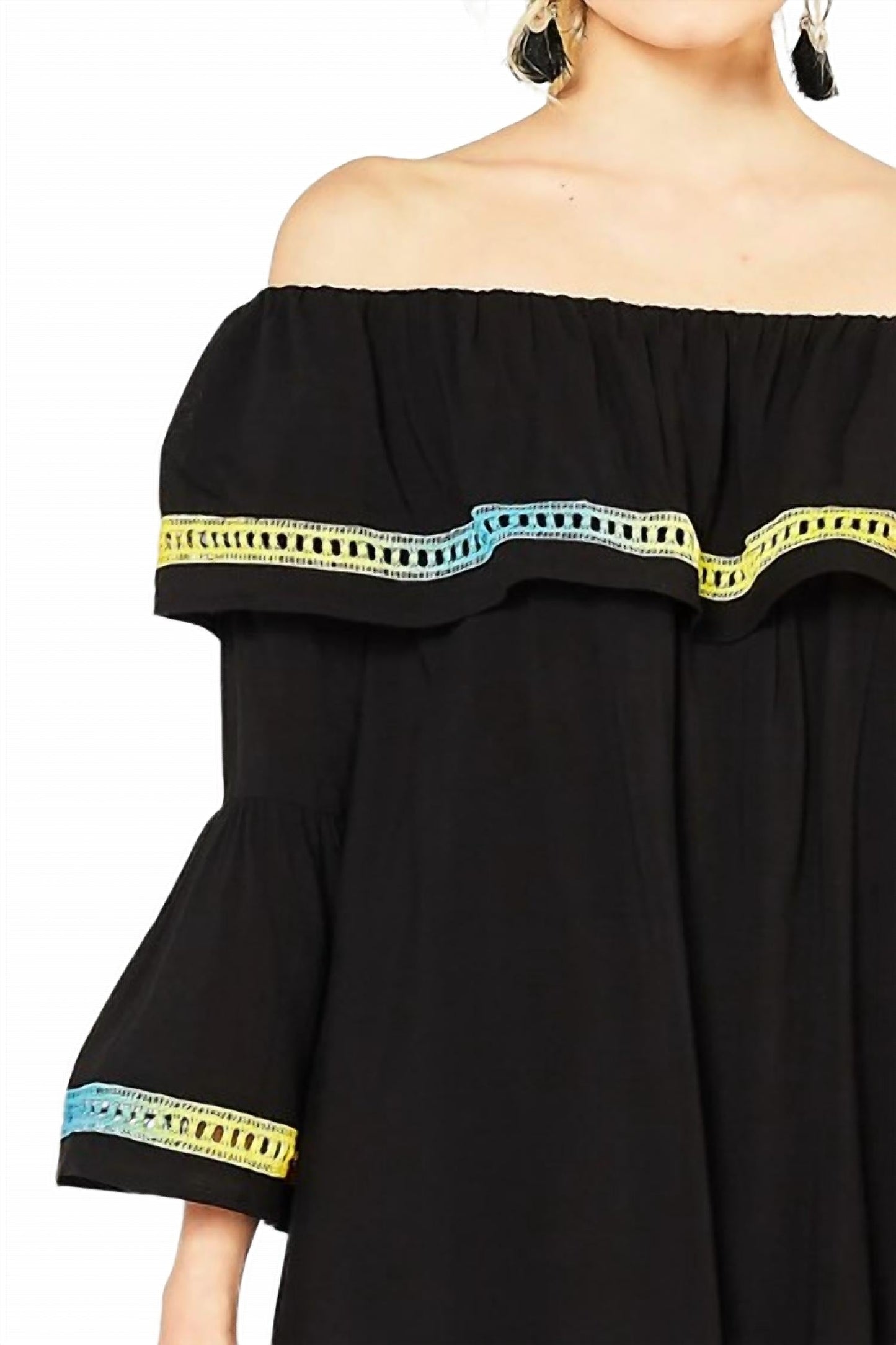 Entro - Off The Shoulder Bell Sleeve Dress