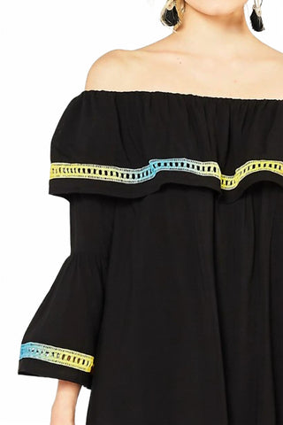 Entro - Off The Shoulder Bell Sleeve Dress