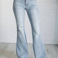 Judy Blue - Mid Rise Control Top Distressed Flare Jeans