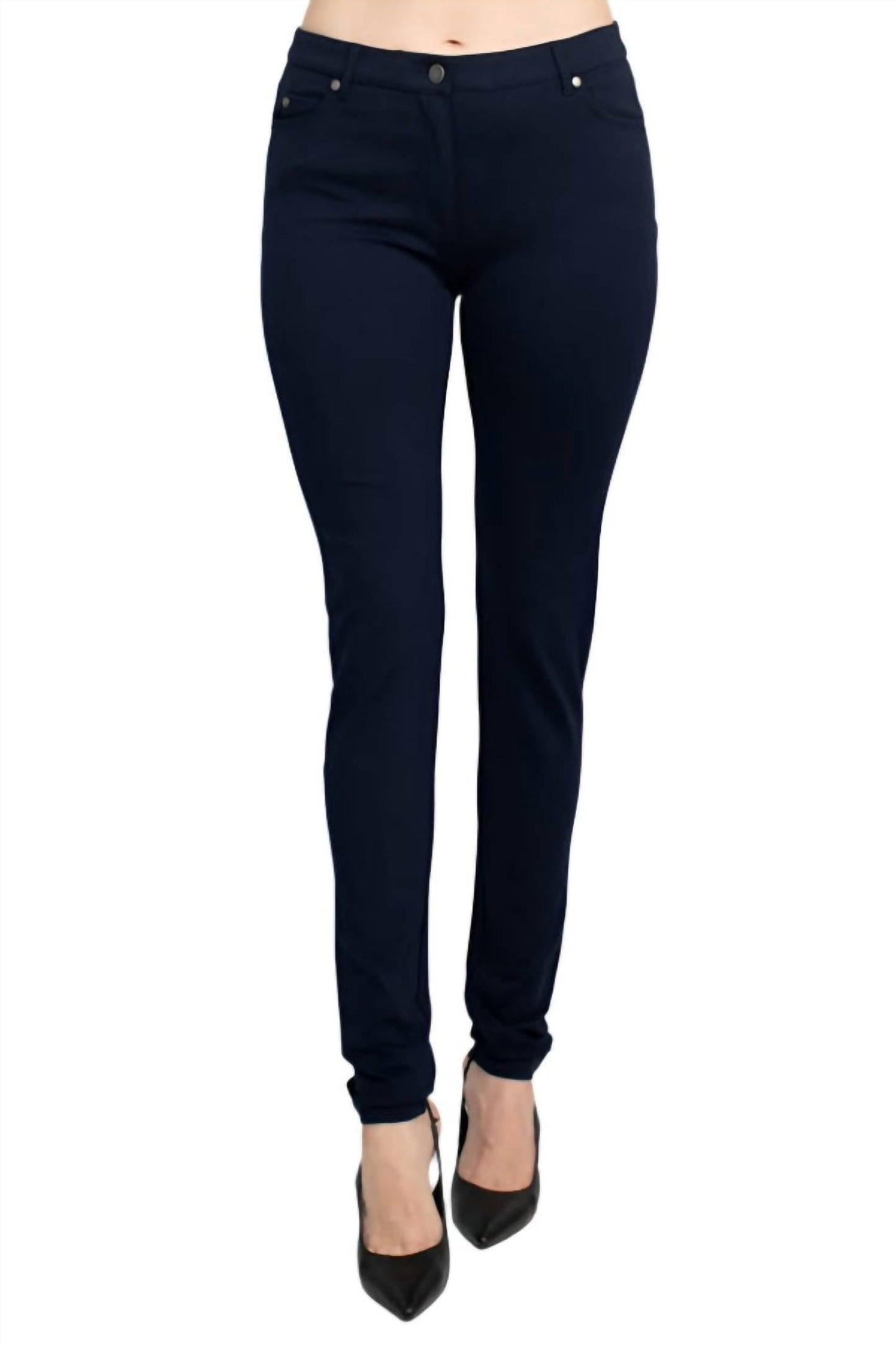 Alberto Makali - Mid Waist Belt Loop 5 Pocket Stretch Crepe Pant