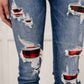Judy Blue - Buffalo Plaid Peek-A-Boo Skinny Jeans