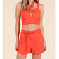 Baby Pink - Women's Keyhole Top And Shorts Set