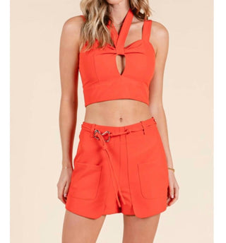 Baby Pink - Women's Keyhole Top And Shorts Set