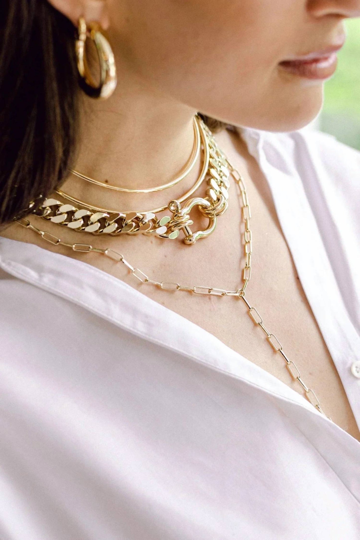 Eklexic - Women's Elongated Link Lariat Necklace