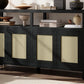 TREXM Bohemian Style Rattan Buffet Storage Cabinet with Solid Wood Frame