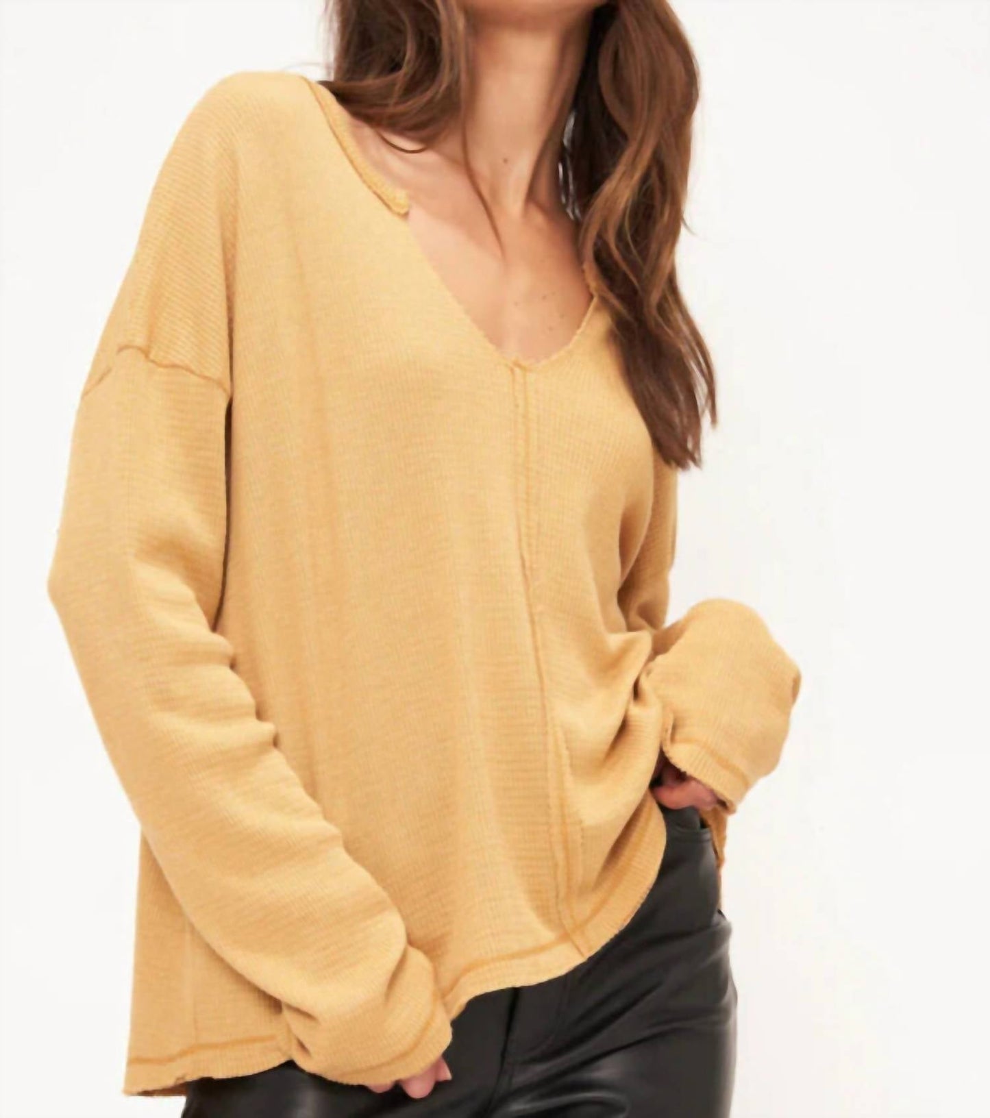 Project Social T - EZRA NOTCH NECK THERMAL LONG SLEEVE TOP
