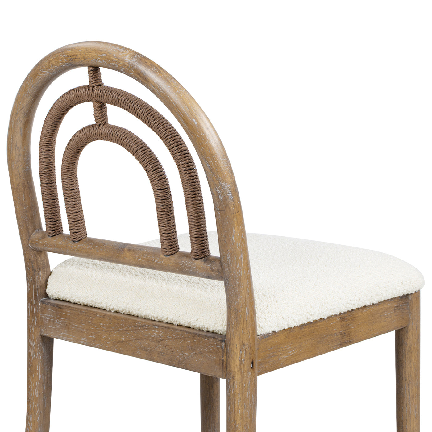 27" Upholstered Counter Stool Set of 2 with Arched Wood Back