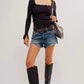 Free People - Cuff It Long-sleeve Square Neck Top