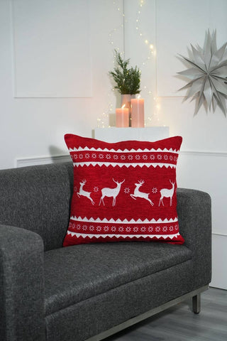 Reindeer Jacquard Holiday Pillow – 24x24"