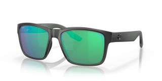 Costa Del Mar Mens Paunch Square Sunglasses Matte Smoke CrystalPolarized Green Mirrored 580G 57 mm