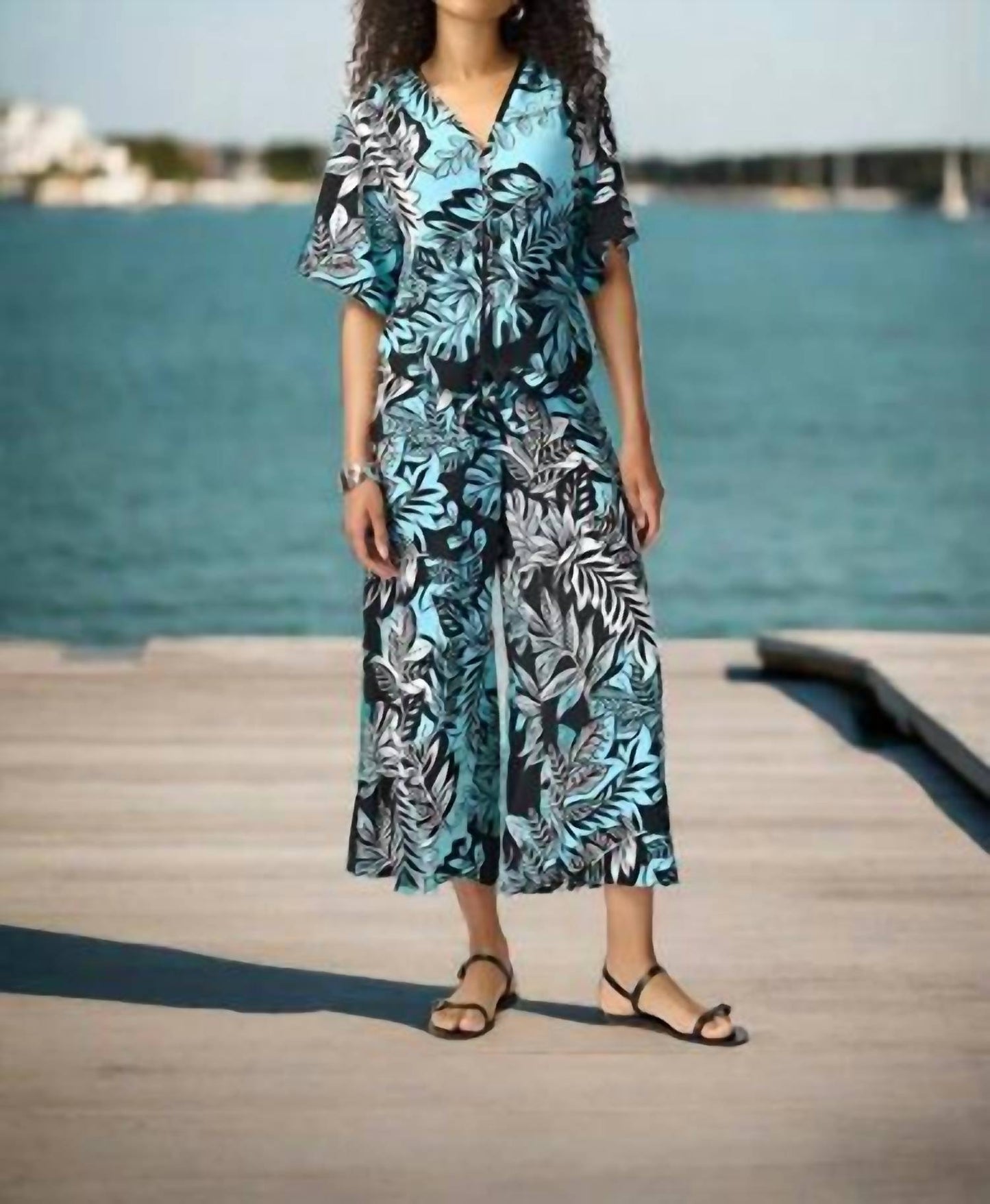 Joseph Ribkoff - Tropical Print Gauze Front Tie Top