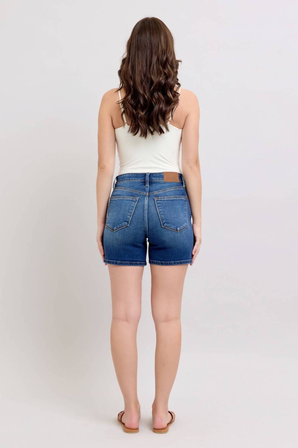 Judy Blue - High Rise Two Button Mid Length Dad Denim Short