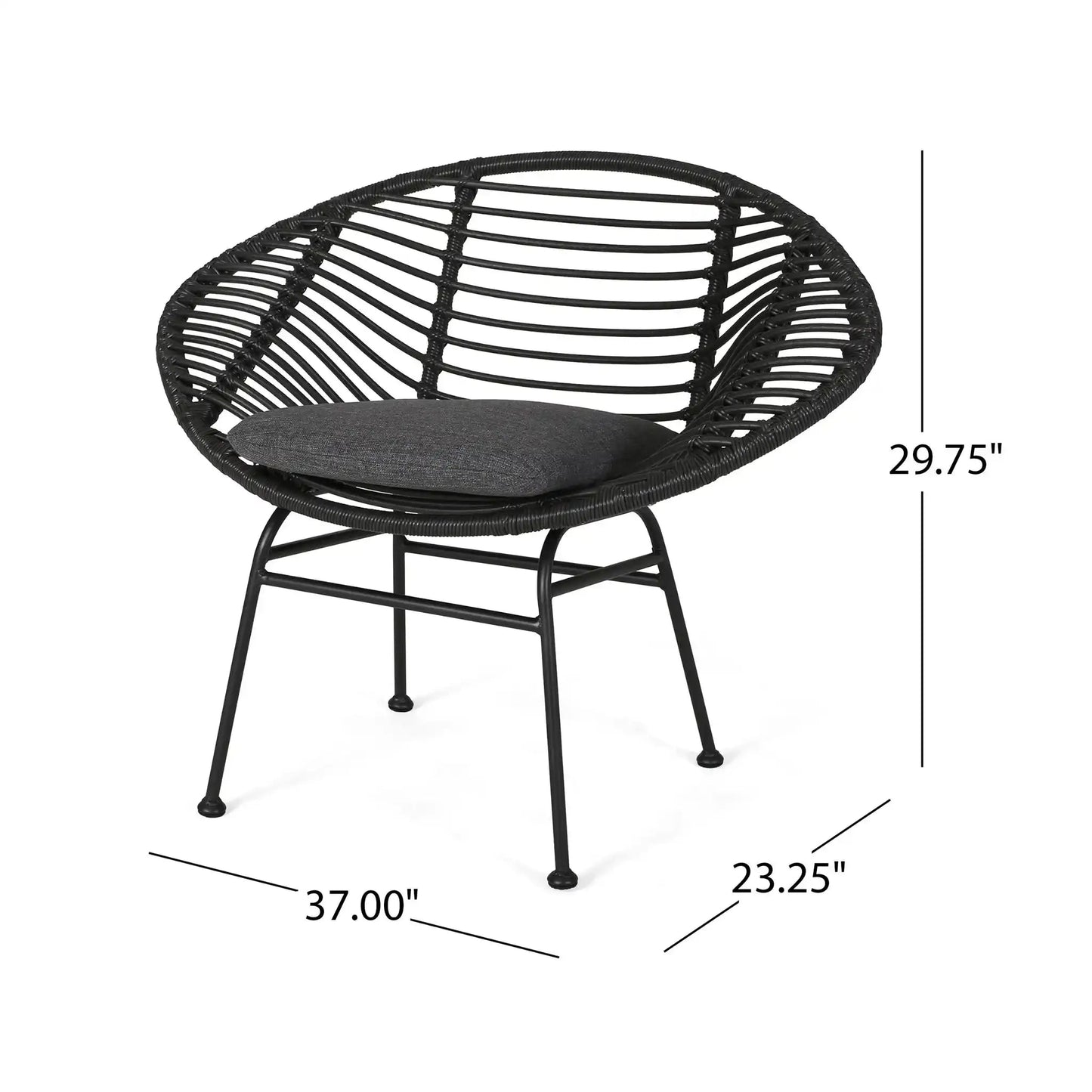 Cordella Outdoor Woven Wicker Chairs with Cushions Set of 2