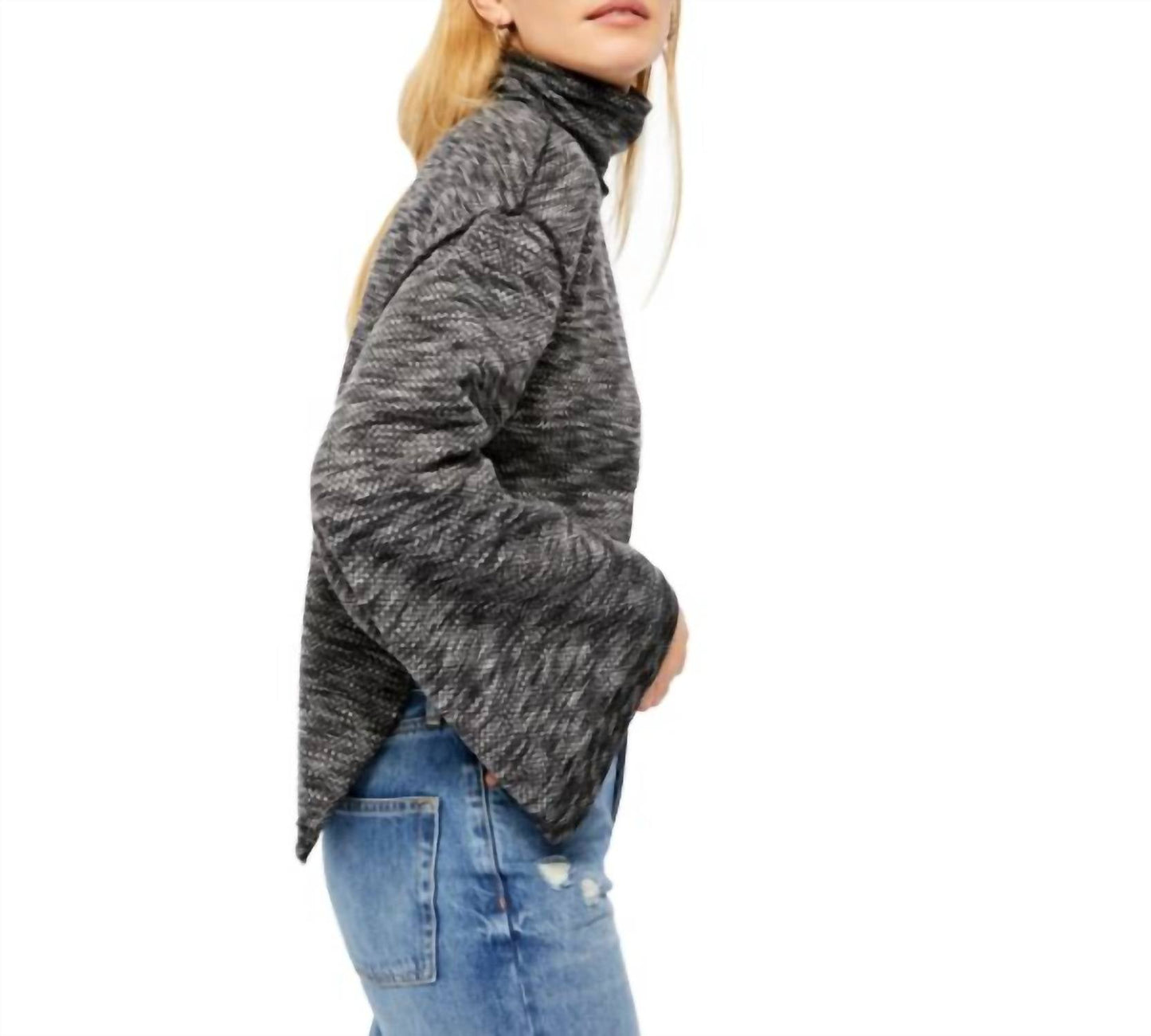 Free People - Sunny Days Wide Sleeve Turtleneck Top In Night Star