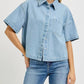 Risen - Cropped Denim Button Down Shirt