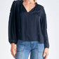 Elan - Ruched Detail V-neck Blouse