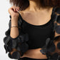 Joseph Ribkoff - Dots Appliqué Mesh Sleeve Top