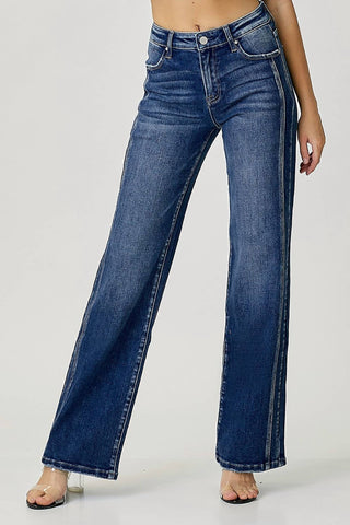 Risen - Mid-Rise Straight Leg Jeans
