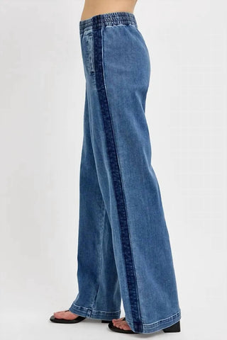 Risen - Full Size Elastic Waist Wide Leg Jeans Plus Size