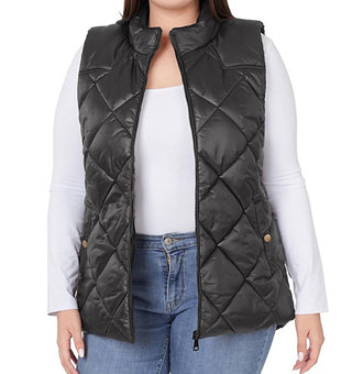 Zenana - Sleeveless Quilted Vest - Plus