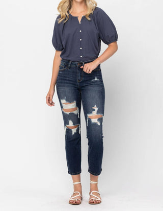Judy Blue - Mid Rise Crop Leg Straight Denim Jeans