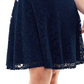 City Studio Women's Plus Lace Knee Length Fit & Flare Dress Blue Size 16W
