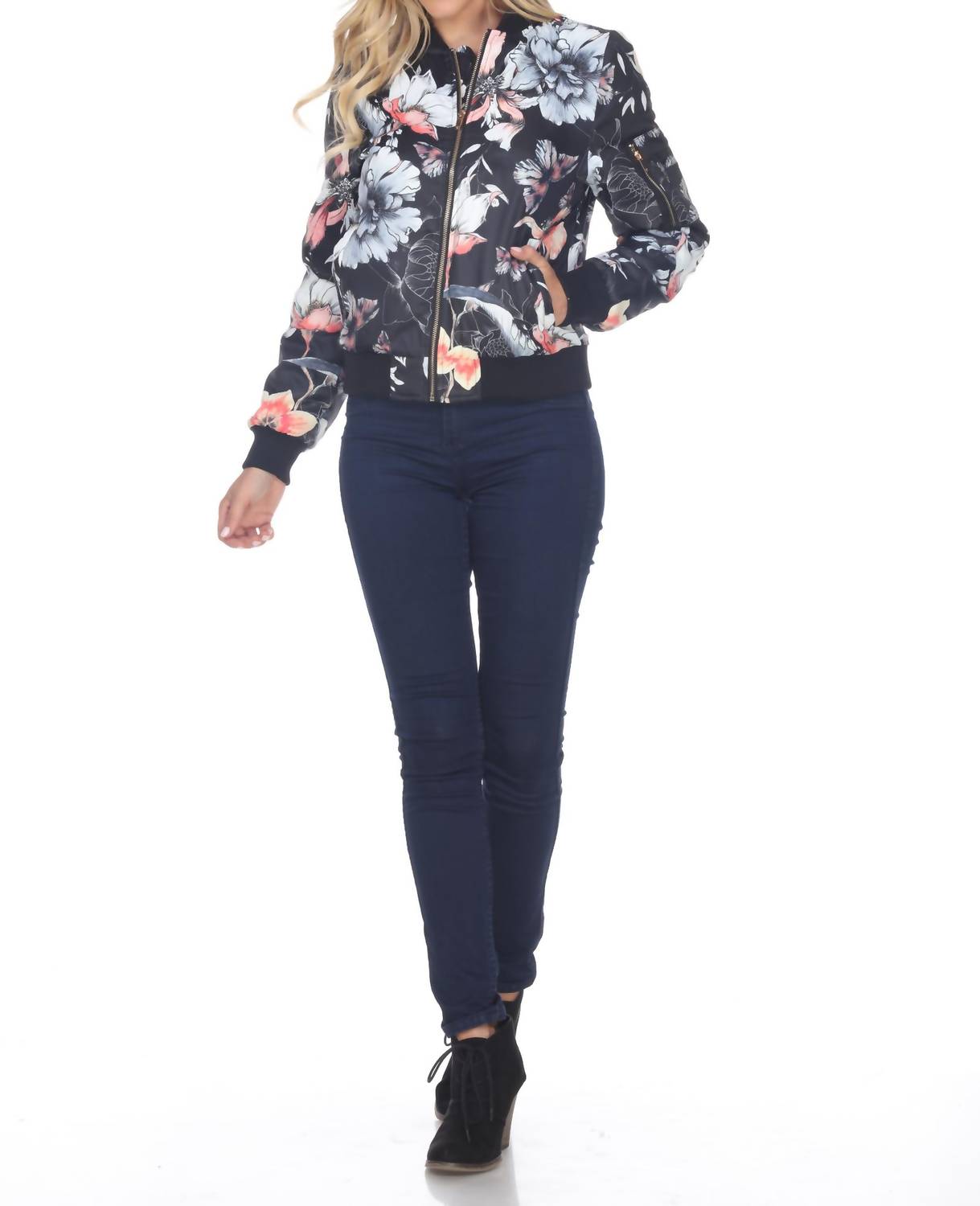 White Mark - Floral Bomber Jacket