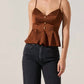 Astr - Paislee Satin Pleated Peplum Top