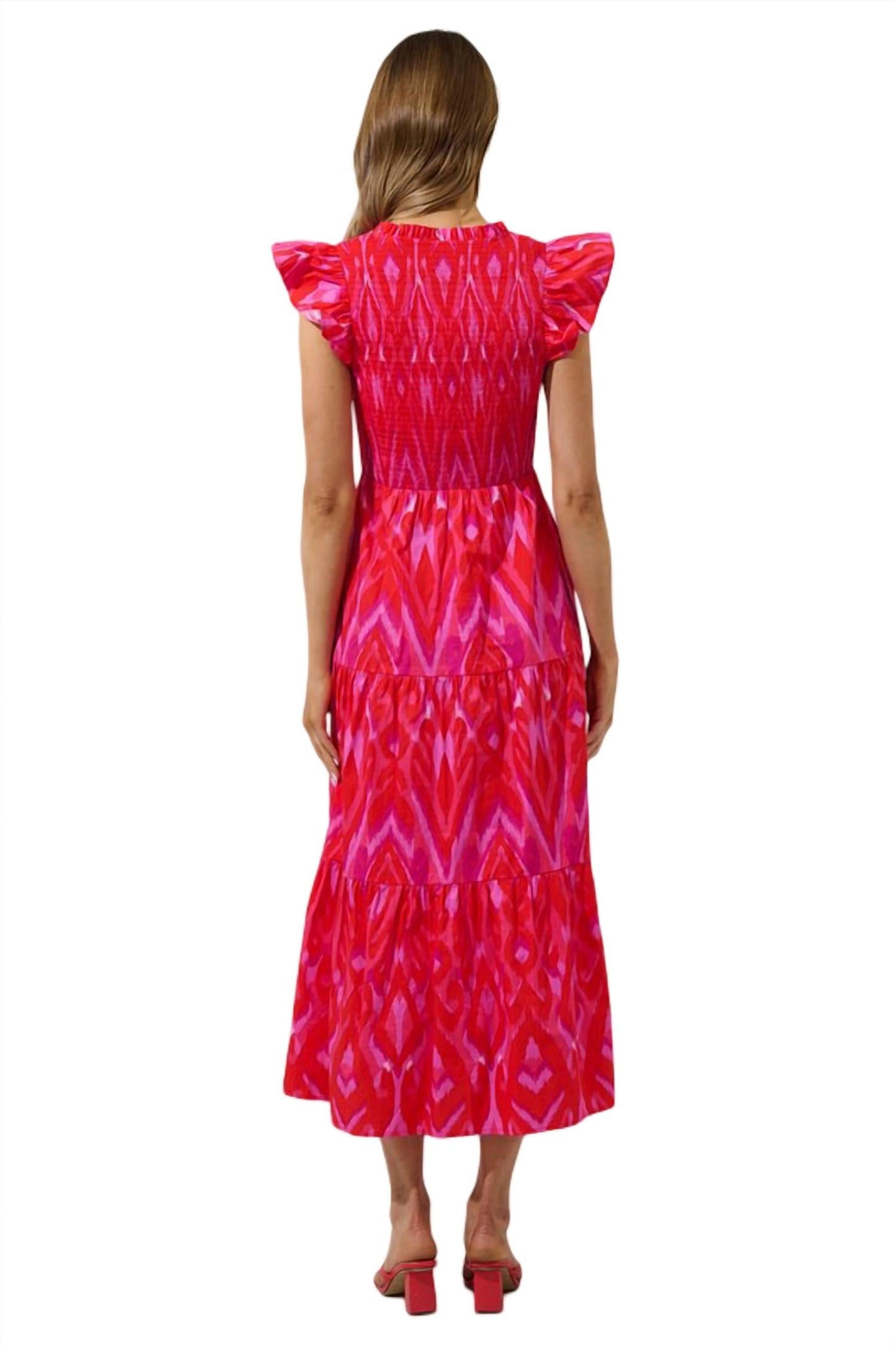 Sugarlips - Blevin Ikat Smocked Tiered Maxi Dress