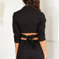 Venti6 - Solid Tie Front Cropped Blazer