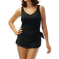 Roxanne - D-cup Chlorine Resistant V-neck Sarong One Piece Swimsuit