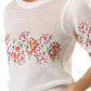 Lalavon - Susan Puff Sleeve Floral Embroidered Crochet Top