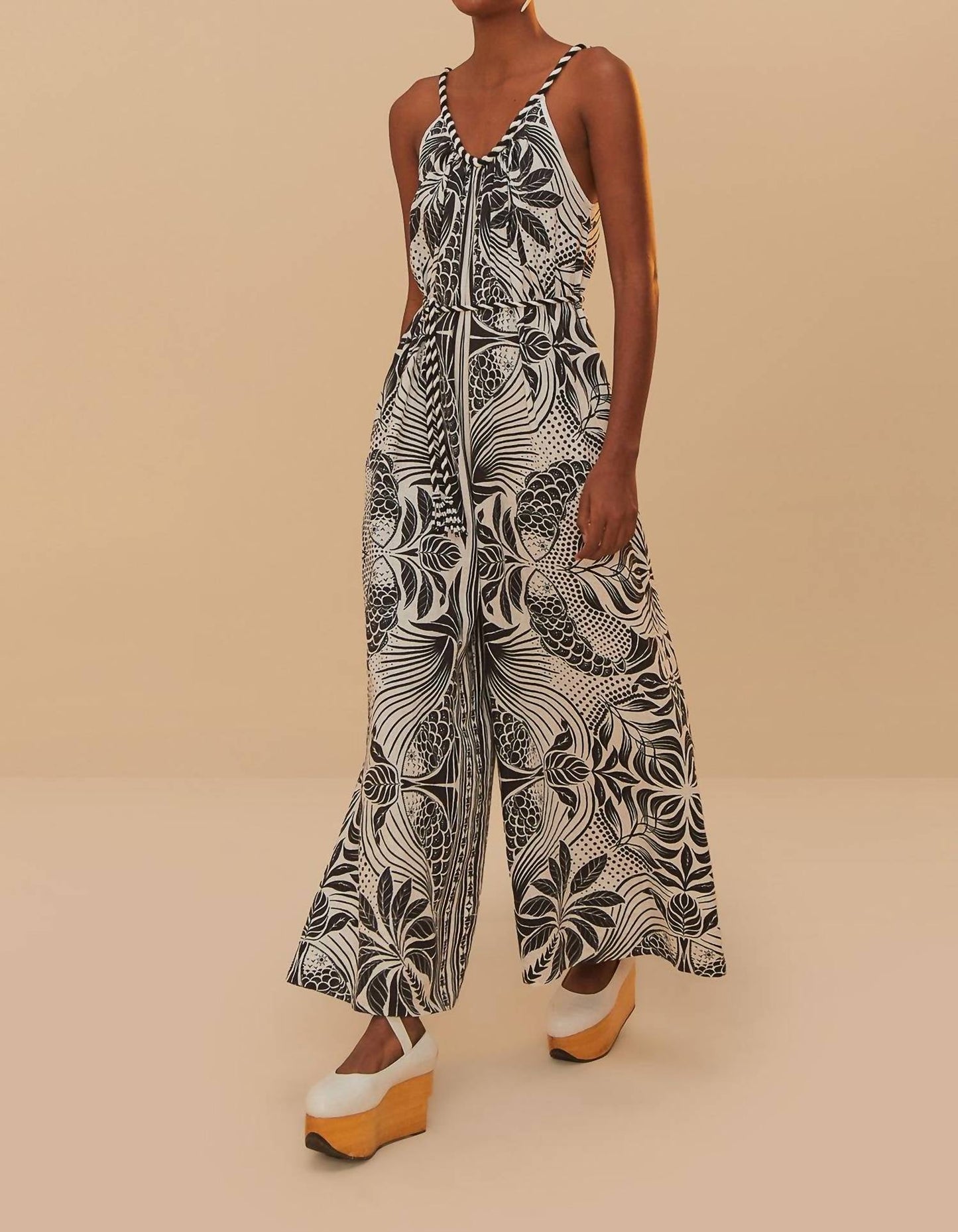 Farm Rio - Monochrome Elegance Scarf Jumpsuit