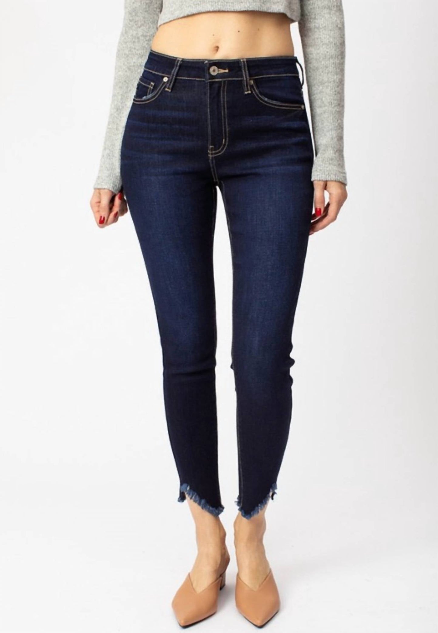 Kancan - High Rise Hem Detail Jean