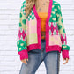 Davi & Dani - V-neck Drop Shoulder Pattern Sweater
