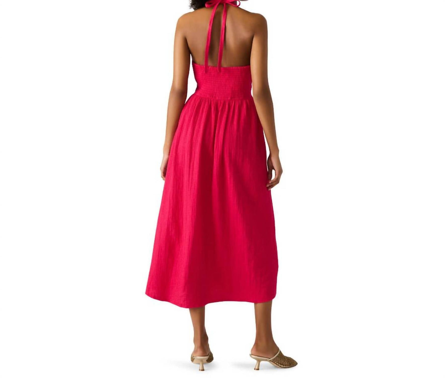 Steve Madden - Piper Stretch Smocked Waist Halter Tie Midi Dress